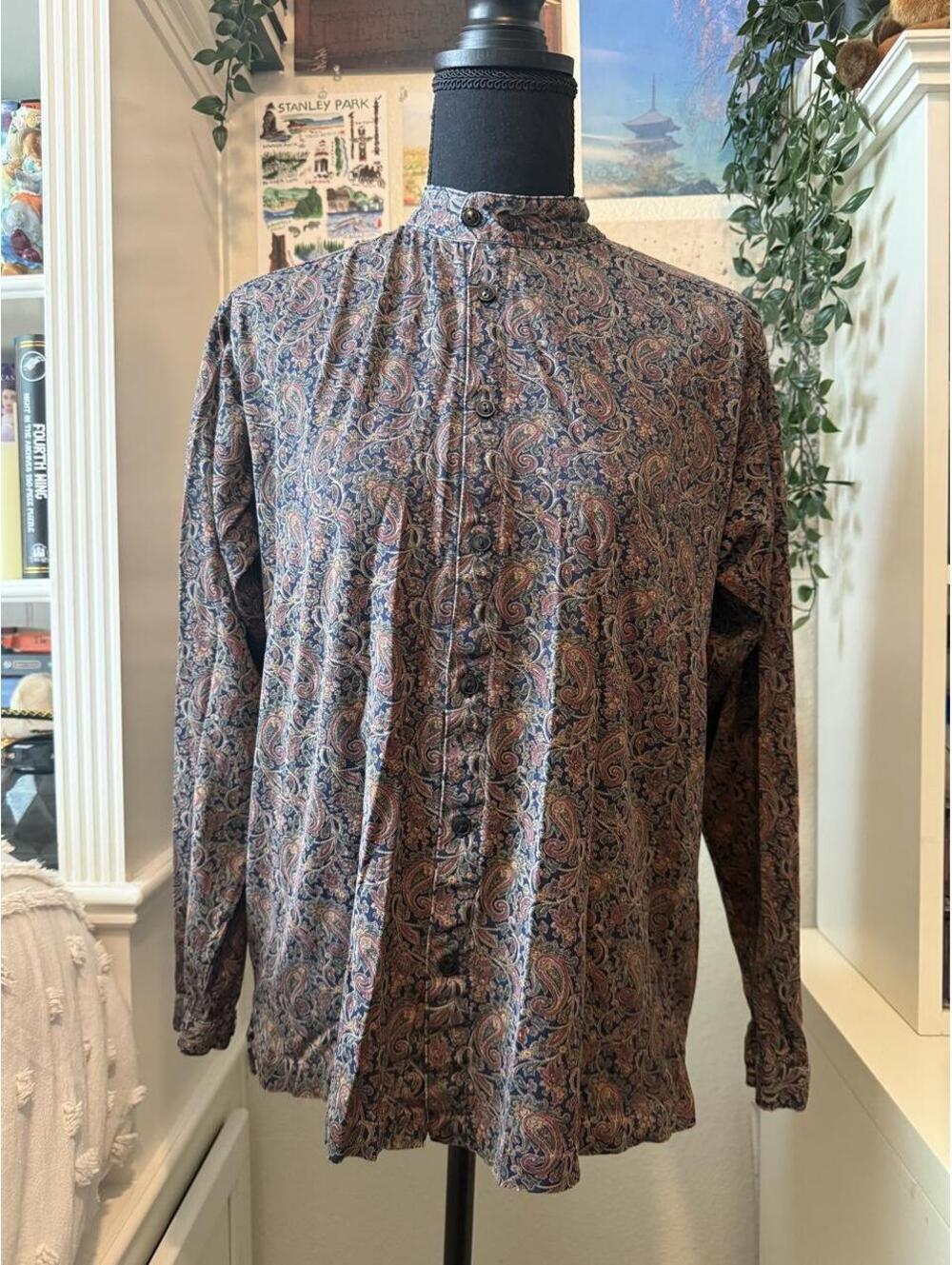 Vintage Ralph Lauren Paisley High Neck Button Front Blouse